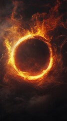 Wall Mural - ring of fire burning in the dark sky