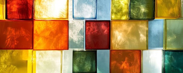 Sticker - Sunlight shining through colorful translucent mosaic tiles texture background