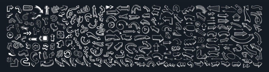 Aufkleber - Collection hand drawn arrows. Set arrows isolated on transparent background. Hand drawn arrows, mark point icons collection.
