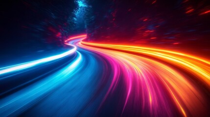 Wall Mural - Light trails winding through a colorful nightscape