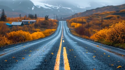 Canvas Print - Winding Road Through Autumnal Mountain Landscape