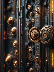 Wall Mural - Metal door with gears