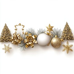 Wall Mural - **merry christmas and happy new year holiday white banner illustration. xmas design with realistic 3