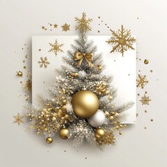 Wall Mural - **merry christmas and happy new year holiday white banner illustration. xmas design with realistic 3