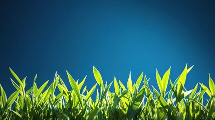 Wall Mural - Bright Green Grass Against a Clear Blue Sky