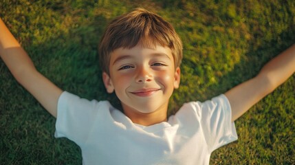 Boy on Green Field