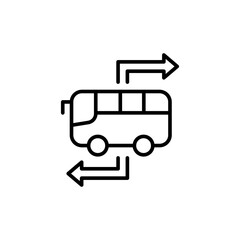 Bus trip outline icons, minimalist vector illustration ,simple transparent graphic element .Isolated on white background