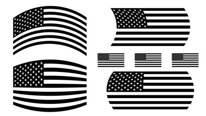 Black and white 3d american flag vector illustration. Usa flag to use for 4th july independence day, memorial day, made in usa concept projects. 