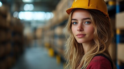 Wall Mural - young female worker in warehouse