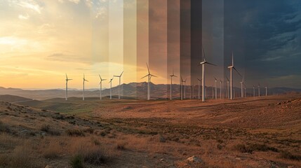 Wall Mural - Time Lapse Sequence of Wind Farm Development