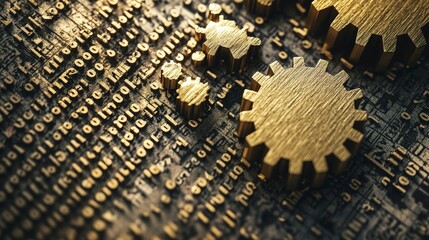 Wall Mural - abstract image of economic policy gears turning to influence inflation rates, concept of monetary po