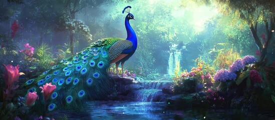 Peacock in Enchanted Forest