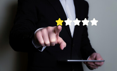 Negative review, one star rating, unhappy customer, negative feedback.