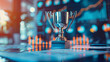 © Muhd Harith - Business success concept with a trophy surrounded by bar graphs and charts