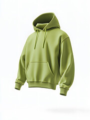 Wall Mural - A green hoodie sweatshirt floating in the air mock up, isolated on white background