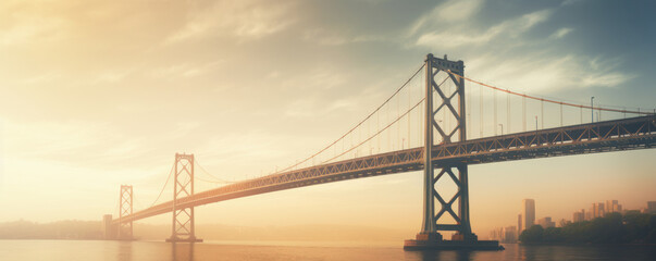 banner of bridge at sunset