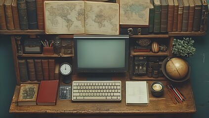 Wall Mural - a computer on a desk

