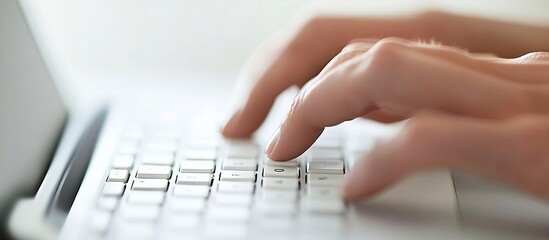 Close-up of Fingers Typing on Laptop Keyboard