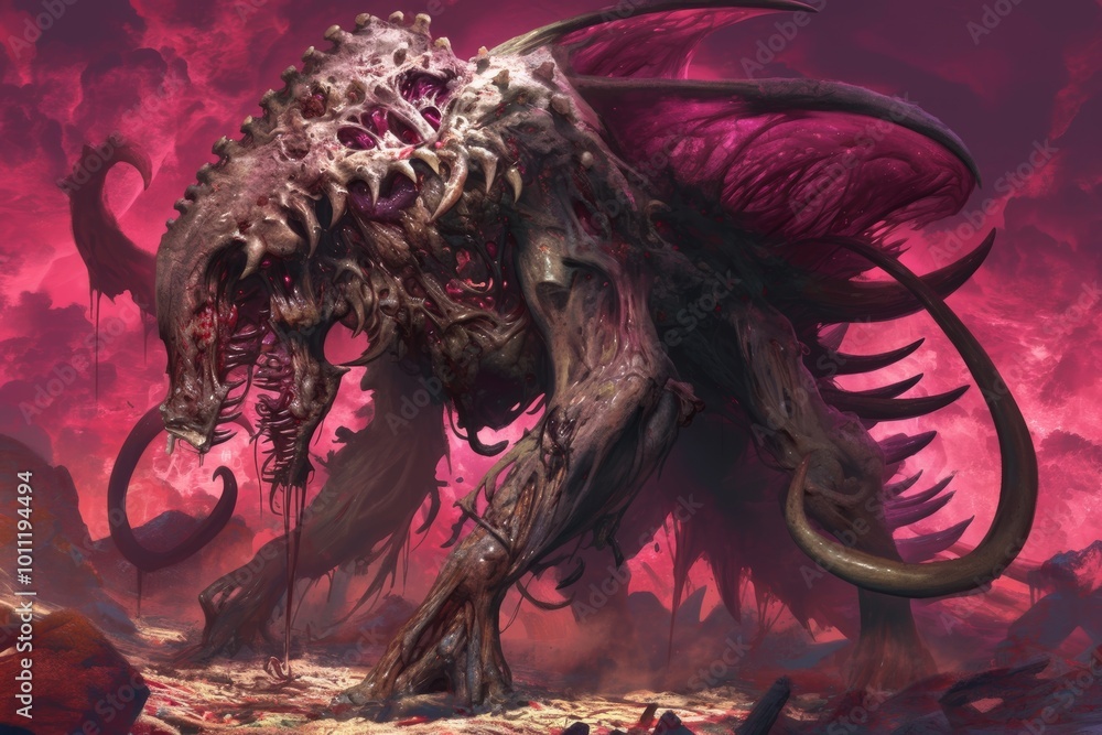 Scary fantasy monsters from hell, terrifying darkness, ancient magic ...