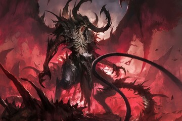Wall Mural - scary fantasy monsters from hell, terrifying darkness, ancient magic, undead creature from the fanta