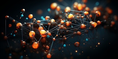 An intricate web of connected geometric shapes, illuminated with glowing orbs, creates a mesmerizing visual spectacle.