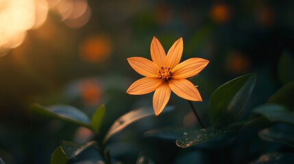 Wall Mural - Golden Flower in a Green Meadow, Bokeh, Nature, Photography, Flower, Plant, Macro