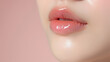 © godex - Glossy Lips: A close-up macro shot of smooth, hydrated lips with a clear, glossy sheen. Perfect for beauty, fashion, and skincare campaigns.