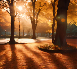 Autumn yellow park.foliage atmosphere trees.generative ai