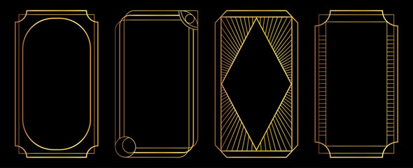 Wall Mural - luxury geometric art deco frames collection. golden thin lines frame set for social media post, wedd