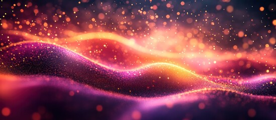 Wall Mural - abstract background with glowing waves and bokeh.
