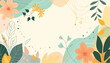 © movinglines.studio - Soft abstract floral background with green and orange leaves and flowers, vector illustration