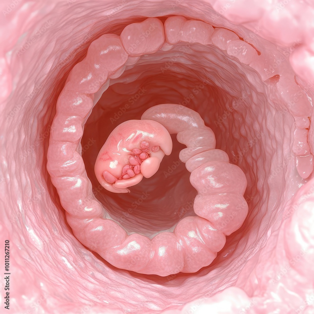 Human embryo at ten weeks, detailed fetal development, 3D medical ...