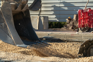 Construction equipment is repairing the motorway