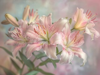 Elegant Lilies in Soft Pastel Background