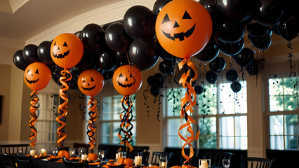 balloons with a Halloween pumpkin theme decoration