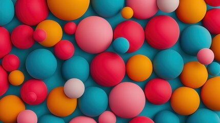 Wall Mural - vibrant interconnected spheres, a dynamic flat design illustration featuring a network of colorful 3