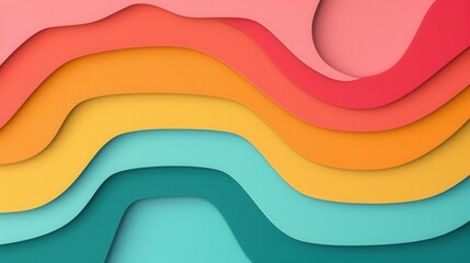Wall Mural - vibrant layered paper cut art, a striking blend of colors and shapes, showcasing intricate layers th