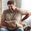 © customer solution - Man suffering from abdominal and kidney pain.