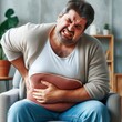 © customer solution - Man suffering from abdominal and kidney pain.
