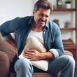 © customer solution - Man suffering from abdominal and kidney pain.