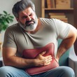 © customer solution - Man suffering from abdominal and kidney pain.
