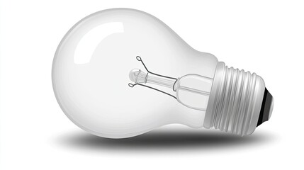 Clear Light Bulb with Shadow on White Background