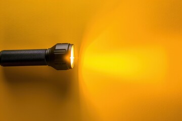 Bright flashlight illuminating a wall, showcasing powerful beam effect in a dark environment