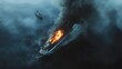 © gnoparus - Burning Cruise Ship Drifts Helplessly at Sea - Aerial View.