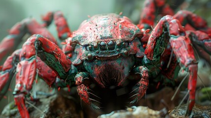 Sticker - Close-Up of a Creepy Red and Green Spider