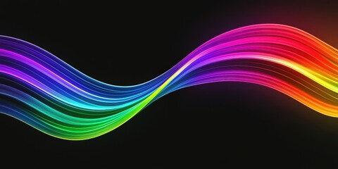 Poster - Abstract Colorful Swirling Lines on Black Background