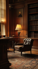 Canvas Print - Elegant Judge's Chamber with Classic Furnishings in Muted Colors 