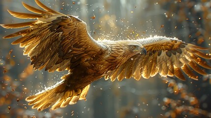 Wall Mural - Majestic Eagle in Flight: A Stunning Photo of a Golden Eagle Soaring Through the Sky