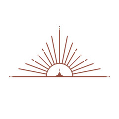Wall Mural - vector bohemian logo design template with sun,sunburst and star. boho linear icon or symbol in trend