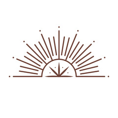 Wall Mural - vector bohemian logo design template with sun,sunburst and star. boho linear icon or symbol in trend
